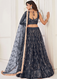 Sequence Embroidery Party Wear Black Net Lehenga Choli Set