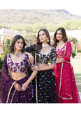 Latest Georgette Embroidered Work Dark Pink Beautiful Lehenga Choli