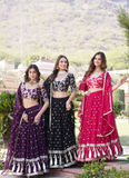Fascinating Sequence Heavy Embroidered Wine Georgette Lehenga Choli
