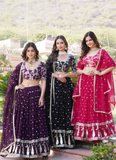 Fascinating Sequence Heavy Embroidered Wine Georgette Lehenga Choli