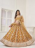 Yellow Sequence Work Soft Net Lehenga Choli For Wedding