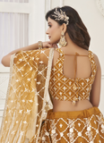 Yellow Sequence Work Soft Net Lehenga Choli For Wedding