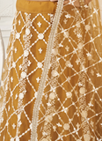 Yellow Sequence Work Soft Net Lehenga Choli For Wedding