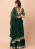 Zari Embroidered Work Georgette Green Lehenga Choli For Mehendi