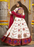 Traditional Thread Work Viscose Rayon White Chaniya Choli
