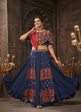 Traditional Work Navy Blue Rayon Navratri Chaniya Choli