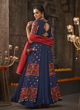 Traditional Work Navy Blue Rayon Navratri Chaniya Choli
