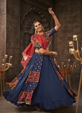 Traditional Work Navy Blue Rayon Navratri Chaniya Choli