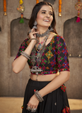 Viscose Rayon Real Mirror Work Navy Blue Navratri Lehenga Choli