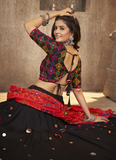 Viscose Rayon Real Mirror Work Navy Blue Navratri Lehenga Choli