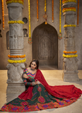 Viscose Rayon Thread Embroidered Bottle Green Ghagra Choli