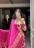 White Patola Printed Pure Gaji Silk Lehenga Choli For Wedding