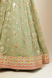 Amazing Pista green Georgette lehenga with sequin zari embroidery work