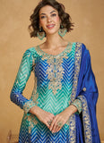 Shaded Chinon silk Designer party wear Palazzo suit with sequin embroidery