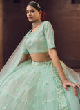 Light Blue Color Soft Net Women Lehenga Choli Set