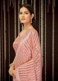 Pink Party Wear Saree With Georgette Sequence Work