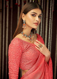Wedding Wear Organza Pink Color Border Saree Design
