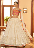 Georgette Fabric Wedding Wear Off-White Lehenga Choli Design