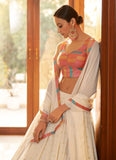 Georgette Fabric Wedding Wear Off-White Lehenga Choli Design