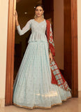 Trendy Look Sky Blue Georgette New Designer Lehenga