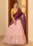 Amazing Light Pink Georgette Lehenga With Purple Dupatta