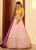 Amazing Light Pink Georgette Lehenga With Purple Dupatta