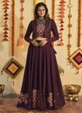 Mirror Work Purple Muslin Cotton Jacket Style Fancy Chaniya Choli