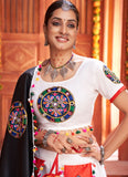 Black and White Gamthi Embroidery Work Garba Chaniya Choli