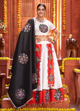 Black and White Gamthi Embroidery Work Garba Chaniya Choli