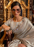 Zari Weaving Work Grey Color Satin Silk Saree for Women