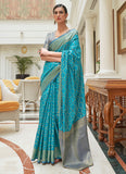 Dazzling Look Bandhani Patola Print Light Blue Silk Saree