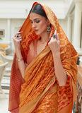 Beautiful Orange Color Silk Bandhani Patola Print Saree Design