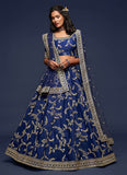 Attractive Look Art Silk Blue Designer Lehenga Choli For Wedding
