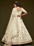 Embroidery Work White Lehenga in Art Silk Fabric