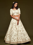 Embroidery Work White Lehenga in Art Silk Fabric