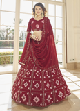 Maroon Color Georgette Indian Wedding Lehenga Choli