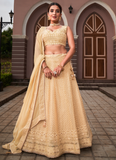 Beige Georgette Lucknowi Work Lehenga Choli For Wedding