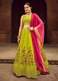 Buy Green Sequence Work Georgette Lehenga Choli For Wedding