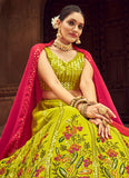 Buy Green Sequence Work Georgette Lehenga Choli For Wedding