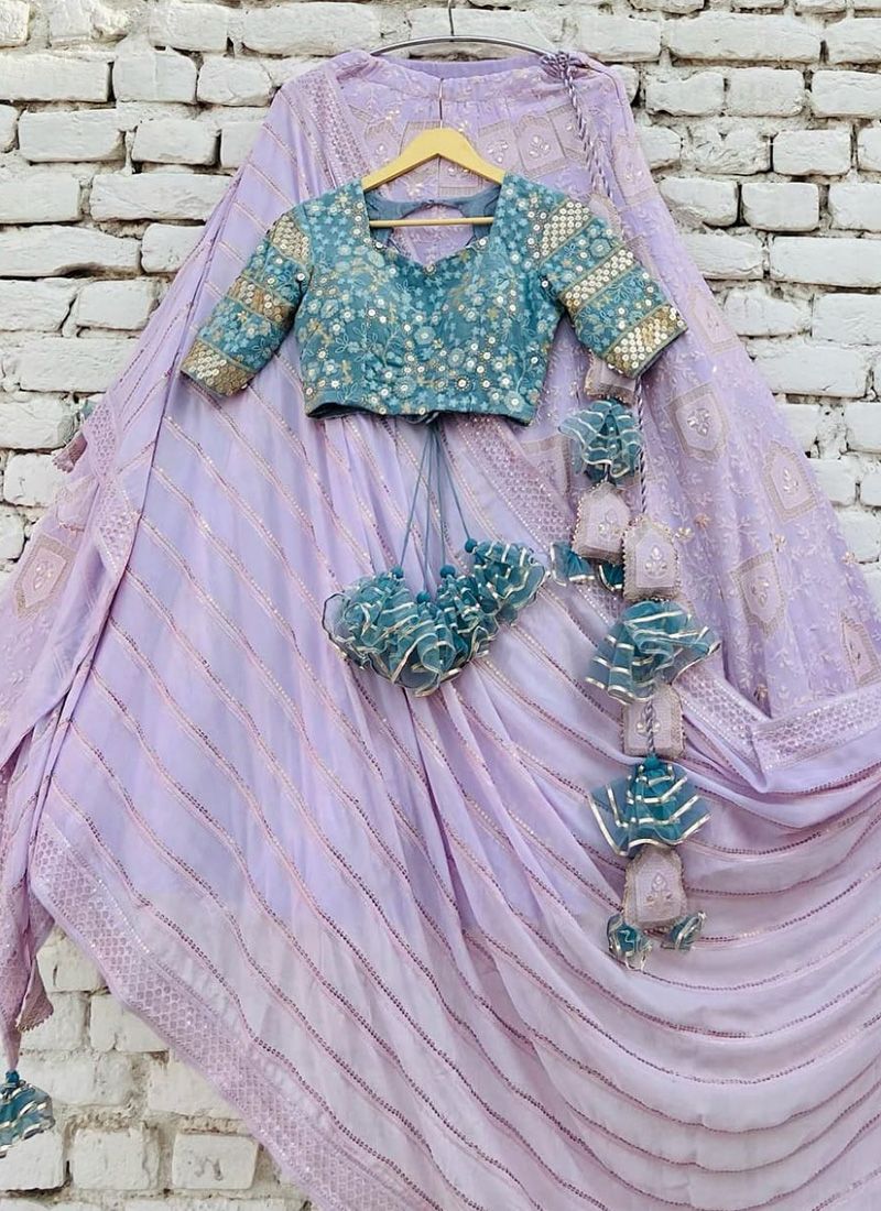 Light Purple Color Georgette Lehenga Choli With Embroidery Work