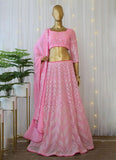Women's Georgette Pink Lehenga Choli With Thread Embroidery Work
