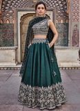 Wedding Wear Green Color Silk Lehenga Choli For Women