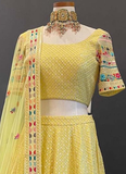 Haldi Special Faux Georgette Yellow Lehenga For Bride