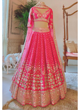 Wedding Special Phantom Silk Pink Lehenga For Sangeet Function