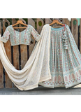 Women Wear Sky Blue Faux Georgette Chaniya Choli