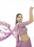 Wedding Wear Georgette Lavender Lehenga Choli Set