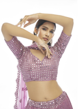 Wedding Wear Georgette Lavender Lehenga Choli Set