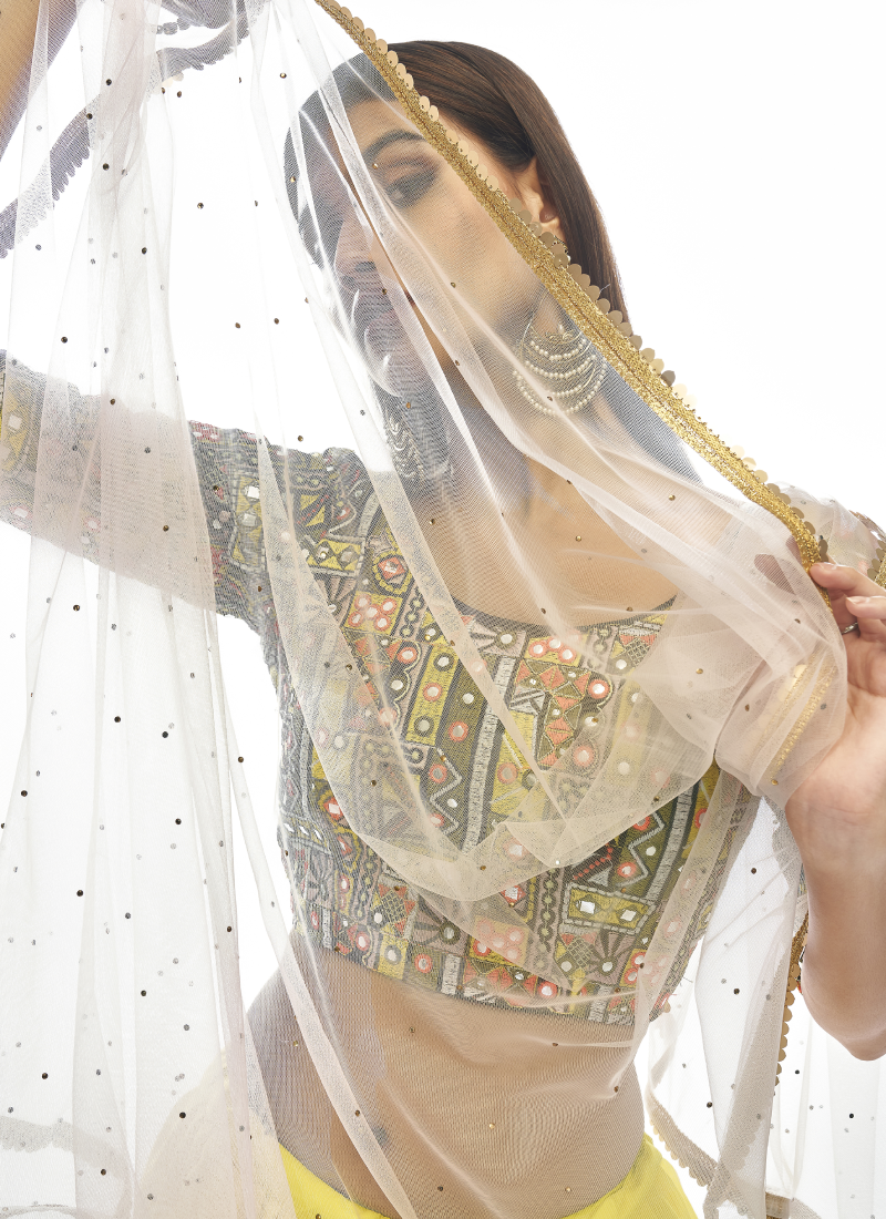 Yellow Color Satin Georgette Double Shaded Lehenga Choli