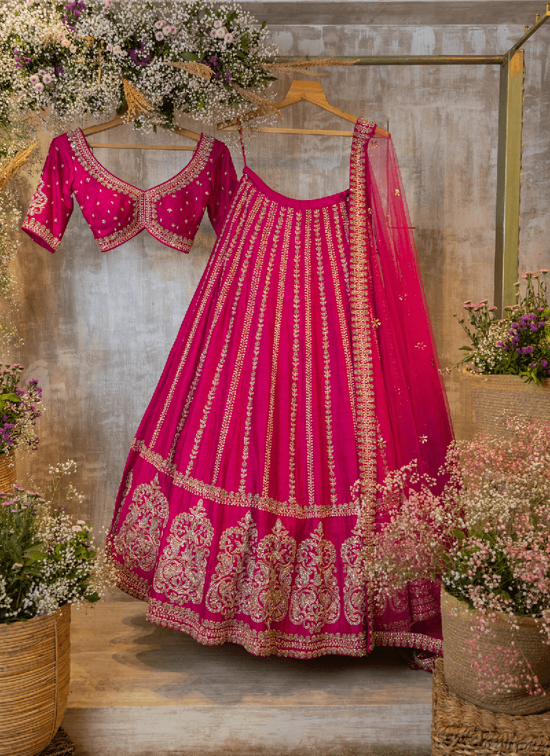 Wedding Special Two Tone Georgette Pink Bridal Lehenga Choli