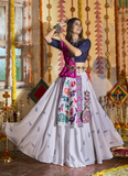 White color Muslin Cotton Navratri Chaniya Choli